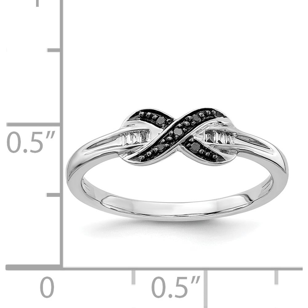 14K White Gold Infinity Band Ring with Black and White Diamonds - 0.06 Carat Total Diamond Weight by 0
