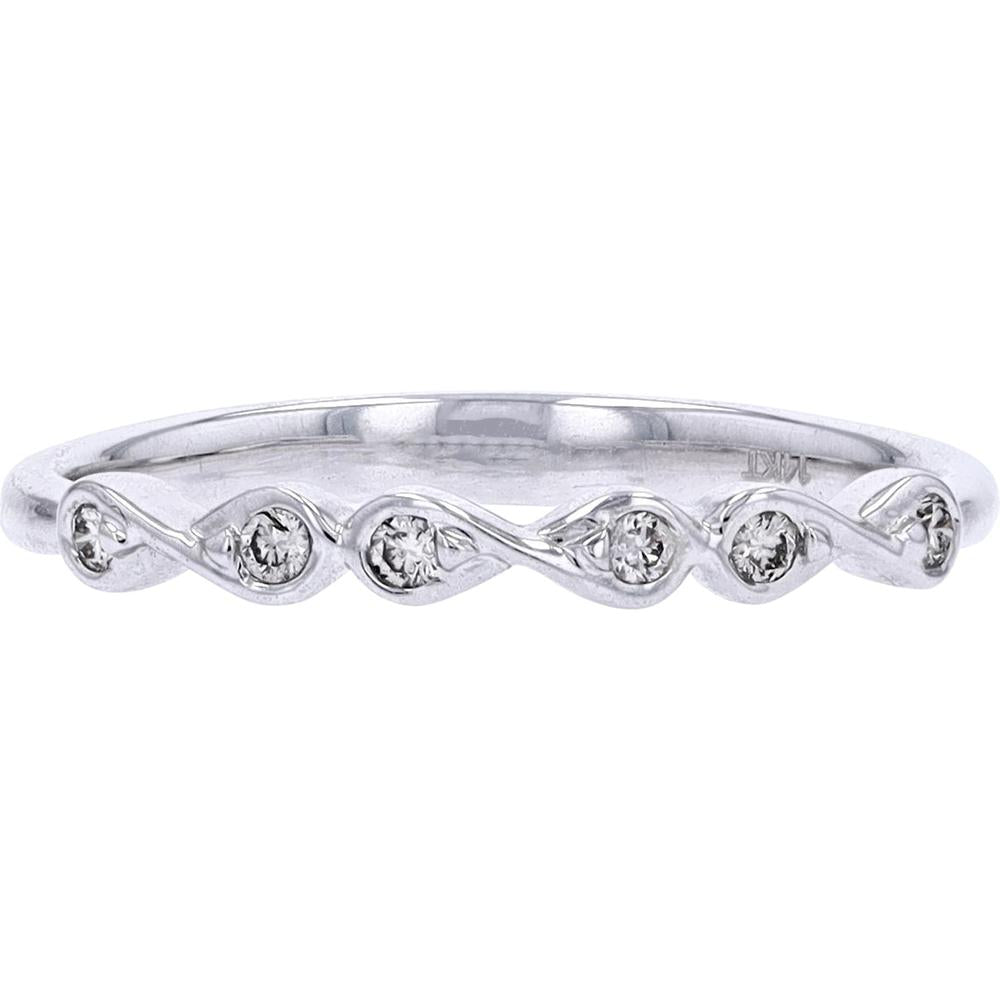 14K White Gold Infinity Band with Bezel Set Round Diamonds - 0.08 Carat Total Diamond Weight