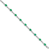 14K White Gold Infinity Bracelet with Oval Emeralds and Round Diamonds - 0.42 Carats Emerald Weight, 0.015 Carats Diamond Weight by Monteluci Fine Jewelry