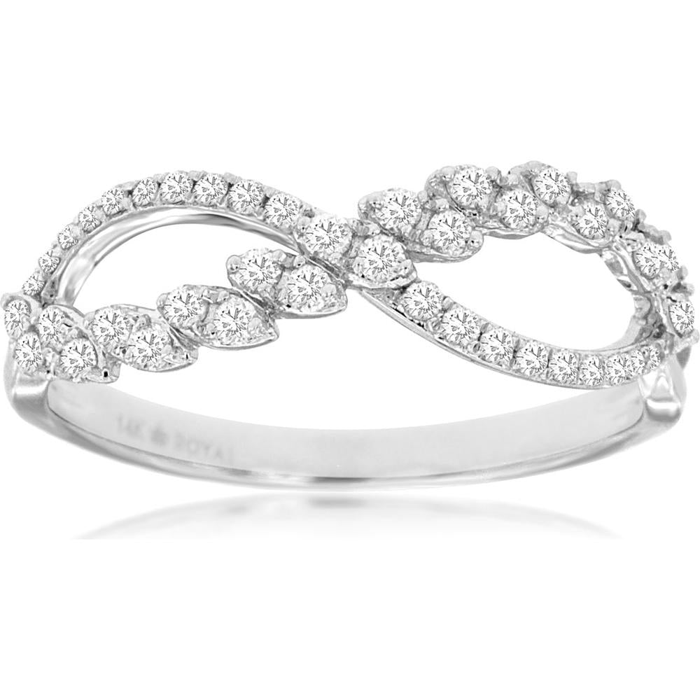 14K White Gold Infinity Diamond Ring with Round Diamonds - 0.30 Carats Total Diamond Weight