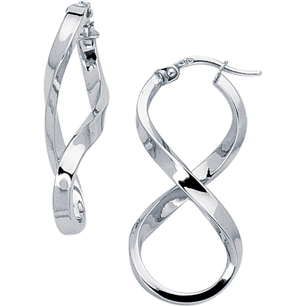 14K White Gold Infinity Freeform Drop Earrings with Polished Finish by Orozza Fine Jewelry