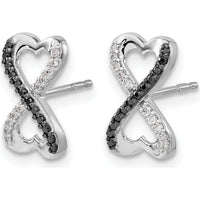 14K White Gold Infinity Heart Earrings with Round Black and White Diamonds - 0.17 Carat Total Diamond Weight by Monteluci Fine Jewelry