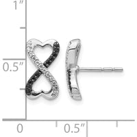 14K White Gold Infinity Heart Earrings with Round Black and White Diamonds - 0.17 Carat Total Diamond Weight by Monteluci Fine Jewelry
