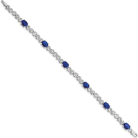 14K White Gold Infinity Link Bracelet with Oval Sapphire and Round Diamonds - 0.75 Carats Sapphire, 0.21 Carats Diamond Total Weight by Monteluci Fine Jewelry