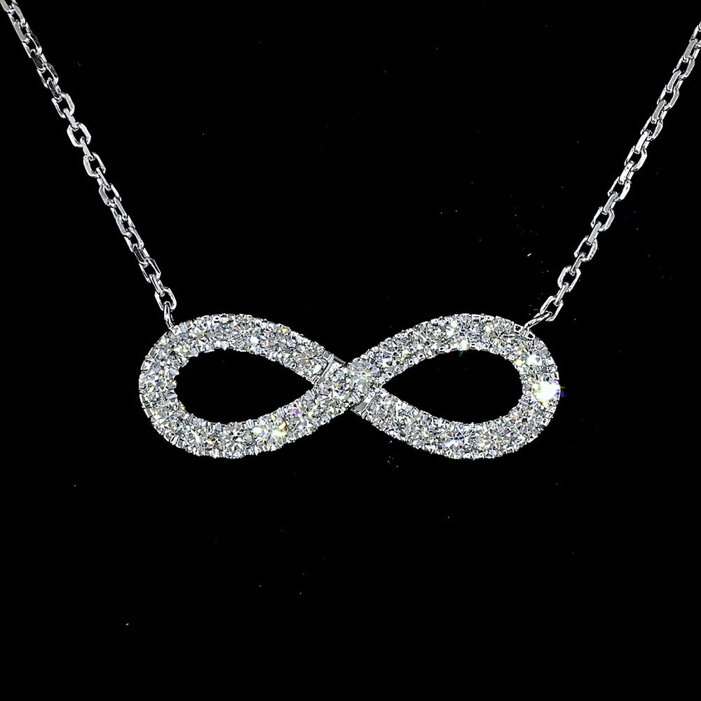 14K White Gold Infinity Motif Pendant with 24 Prong-Set Round Lab Diamonds - 0.46 Carat Total Diamond Weight, E-F Color, VS Clarity - Covaloro Fine Jewelry