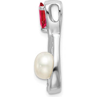 14K White Gold Infinity Pendant with Pear Ruby, Freshwater Cultured Pearl, and Round Diamonds - 1.455 Carat Total Ruby Weight, 0.52 Carat Total Diamond Weight by Lumare Gioia