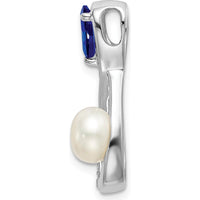 14K White Gold Infinity Pendant with Pear Sapphire, Freshwater Cultured Pearl, and Diamond Accents - 1.98 Carat Total Gemstone Weight by Lumare Gioia