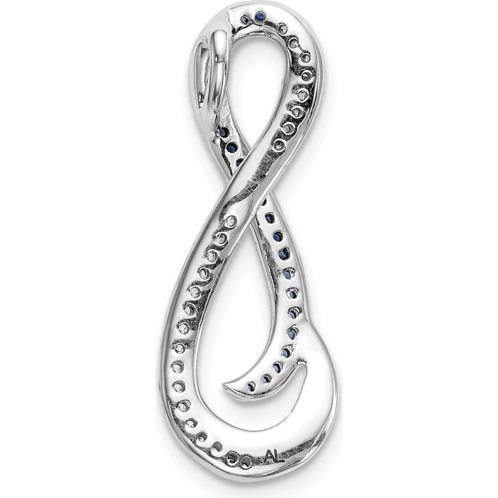 14K White Gold Infinity Pendant with White and Blue Diamonds - 1/5 Carat Total Diamond Weight by Monteluci Fine Jewelry
