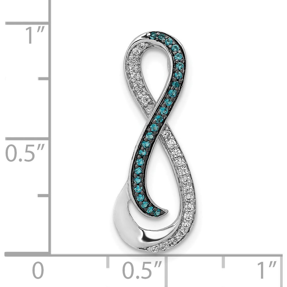 14K White Gold Infinity Pendant with White and Blue Diamonds - 1/5 Carat Total Diamond Weight by Monteluci Fine Jewelry