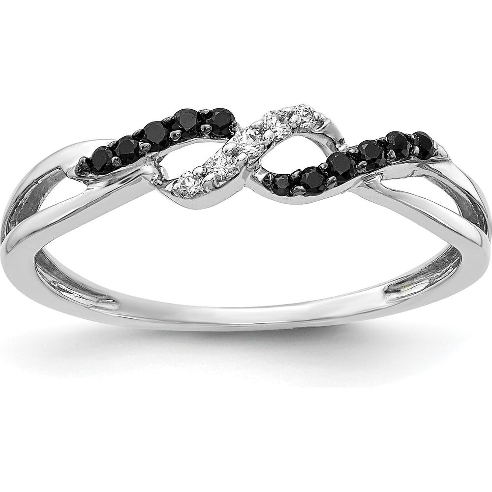14K White Gold Infinity Ring with Black and White Diamonds - 0.04 Carat Total Diamond Weight by 0