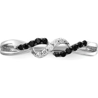 14K White Gold Infinity Ring with Black and White Diamonds - 0.04 Carat Total Diamond Weight by 0