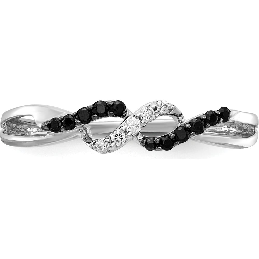14K White Gold Infinity Ring with Black and White Diamonds - 0.04 Carat Total Diamond Weight by 0