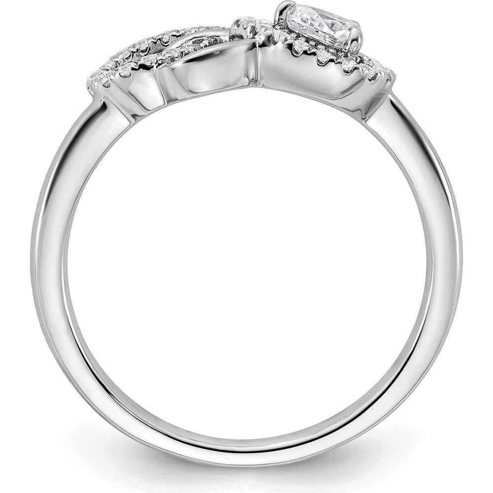 14K White Gold Infinity Ring with Pear-Shaped and Round Prong-Set Diamonds - 0.25 Carat Total Diamond Weight by 0