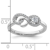 14K White Gold Infinity Ring with Pear-Shaped and Round Prong-Set Diamonds - 0.25 Carat Total Diamond Weight by 0
