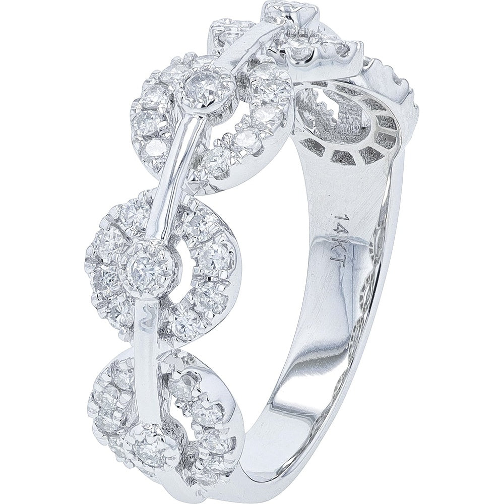 14K White Gold Infinity Ring with Prong-Set Round Diamond Clusters - 0.50 Carat Total Diamond Weight
