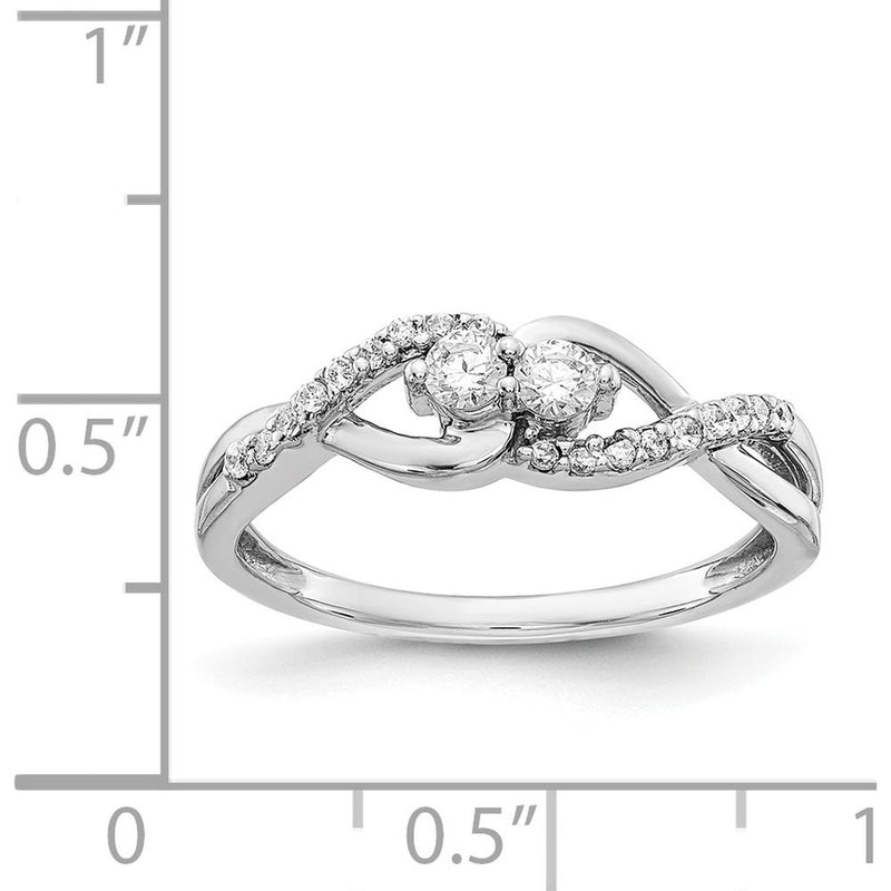 14K White Gold Infinity Ring with Round Natural Diamonds - 0.17 Carat ...