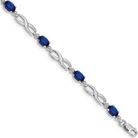 14K White Gold Infinity Sapphire and Diamond Bracelet with Oval Sapphires - 0.6 Carats Total Sapphire Weight by Monteluci Fine Jewelry