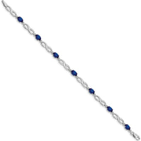 14K White Gold Infinity Sapphire and Diamond Bracelet with Oval Sapphires - 0.6 Carats Total Sapphire Weight by Monteluci Fine Jewelry