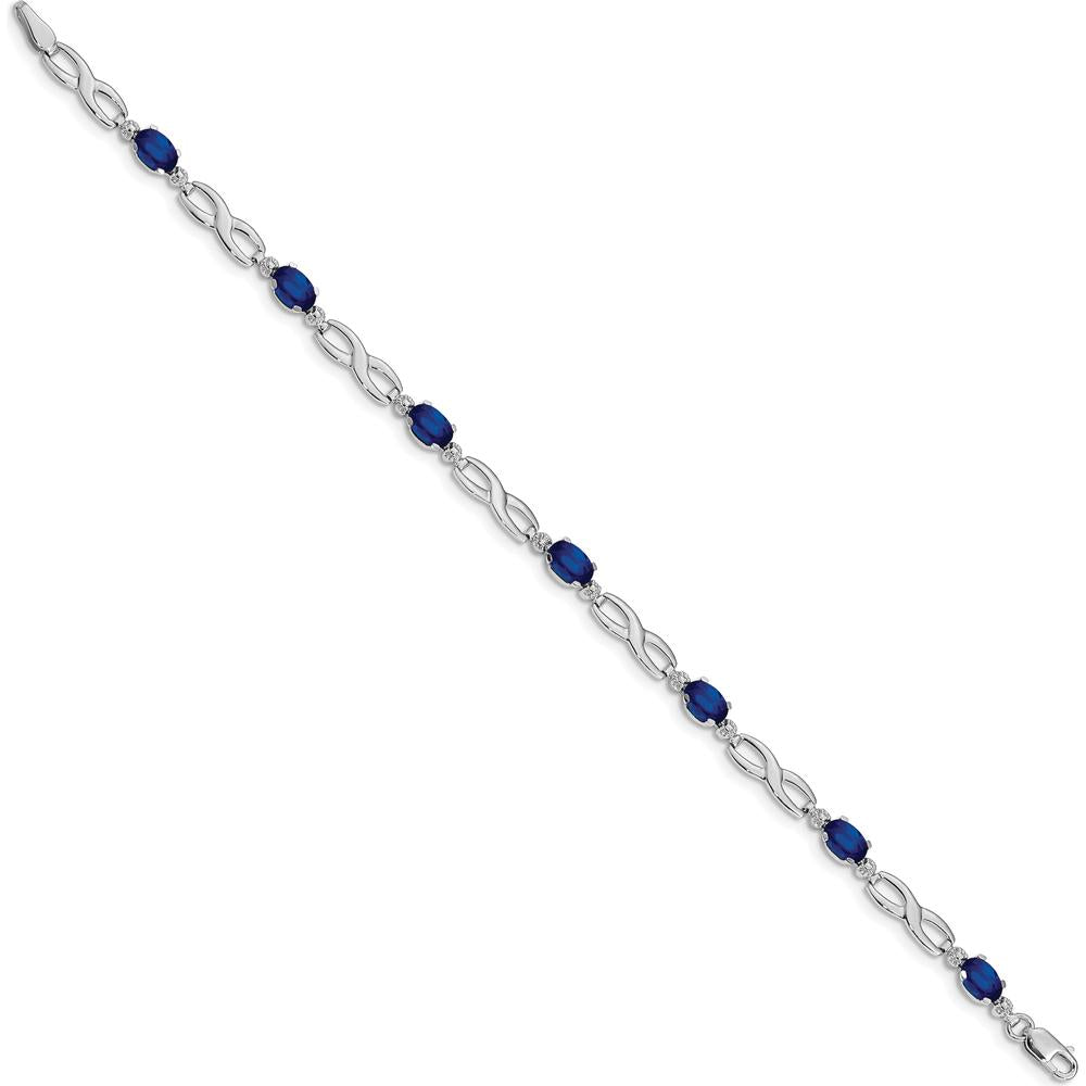 14K White Gold Infinity Sapphire and Diamond Bracelet with Oval Sapphires - 0.6 Carats Total Sapphire Weight by Monteluci Fine Jewelry