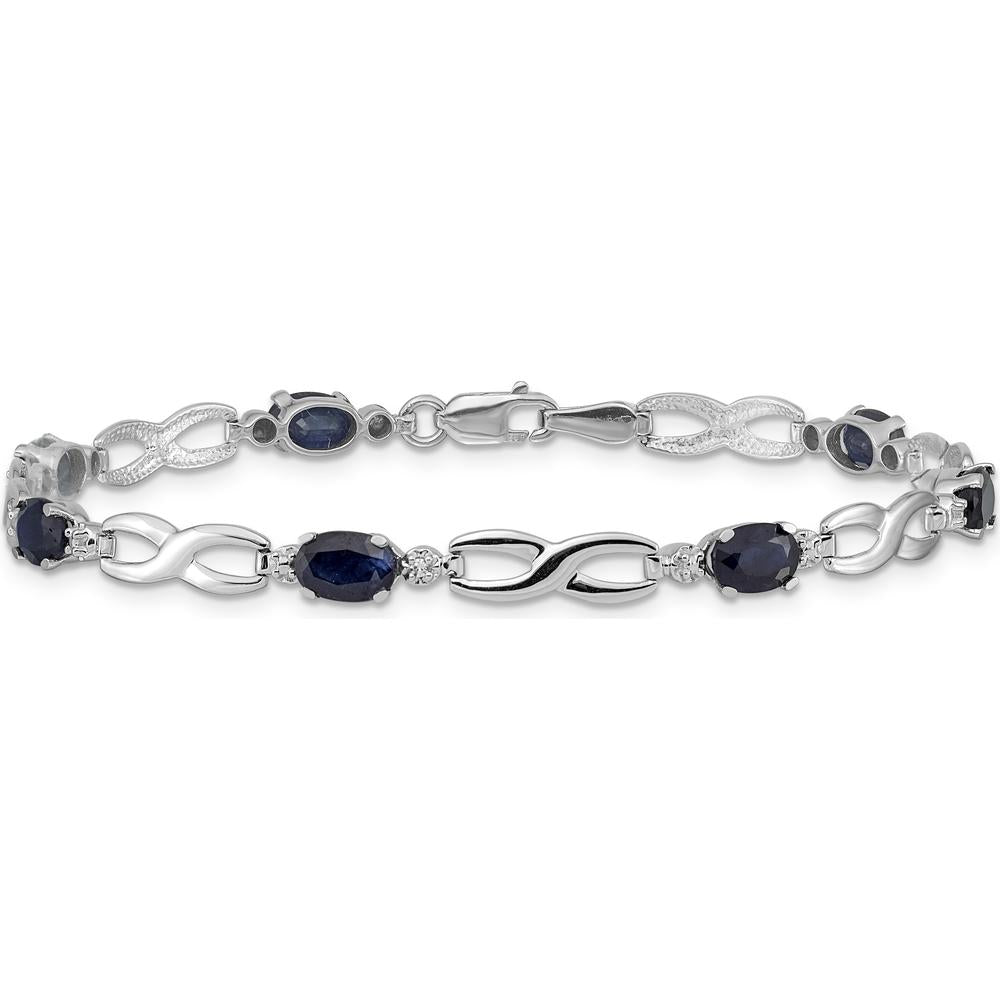 14K White Gold Infinity Sapphire and Diamond Bracelet with Oval Sapphires - 0.6 Carats Total Sapphire Weight by Monteluci Fine Jewelry