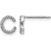 14K White Gold Initial C Diamond Earrings with 30 Round Diamonds - 0.003 Carats Total Diamond Weight by Monteluci Fine Jewelry