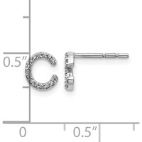14K White Gold Initial C Diamond Earrings with 30 Round Diamonds - 0.003 Carats Total Diamond Weight by Monteluci Fine Jewelry
