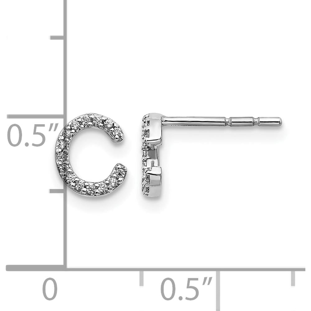 14K White Gold Initial C Diamond Earrings with 30 Round Diamonds - 0.003 Carats Total Diamond Weight by Monteluci Fine Jewelry