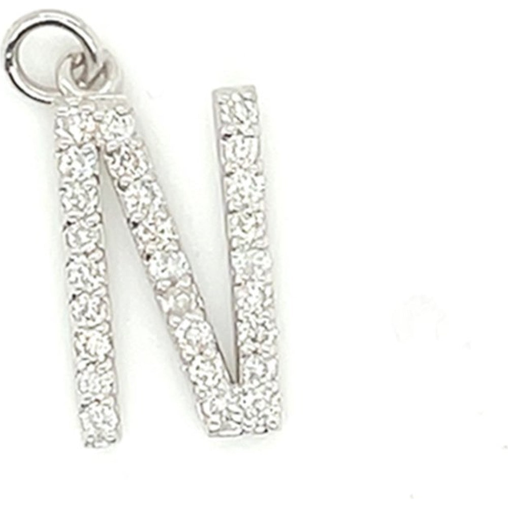 14K White Gold Initial "N" Pendant with Prong-Set Round Diamonds - 0.28 Carat Total Diamond Weight by Auriventus