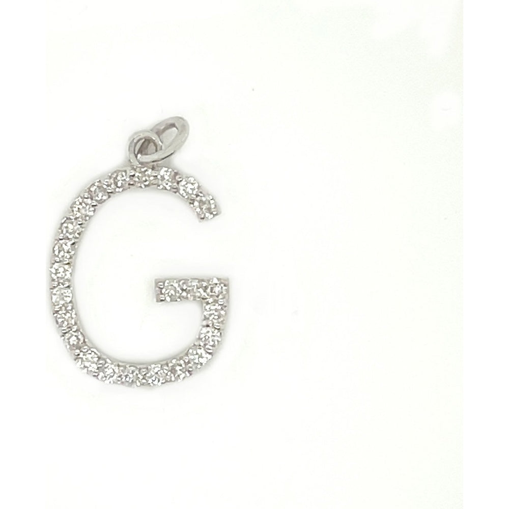 14K White Gold Initial Pendant with Prong Set Round Diamonds - 0.25 Carat Total Diamond Weight by Auriventus