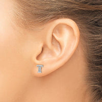 14K White Gold Initial T Stud Earrings with Diamonds - 0.03 Carats Total Diamond Weight by Monteluci Fine Jewelry
