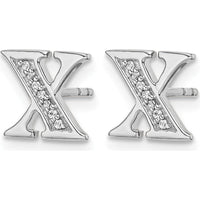 14K White Gold Initial X Earrings with Round Diamonds - 0.042 Carats Total Diamond Weight by Monteluci Fine Jewelry