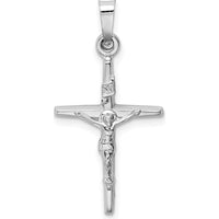 14K White Gold INRI Crucifix Charm Pendant with Polished Finish and Rhodium Plating by Oro Pregiato