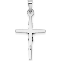14K White Gold INRI Crucifix Charm Pendant with Polished Finish and Rhodium Plating by Oro Pregiato