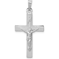 14K White Gold INRI Crucifix Charm Pendant with Polished Textured Finish - 33mm Length by Oro Pregiato
