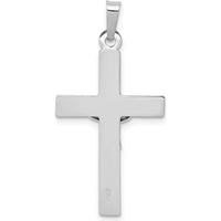 14K White Gold INRI Crucifix Charm Pendant with Polished Textured Finish - 33mm Length by Oro Pregiato