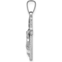 14K White Gold INRI Crucifix Charm with Polished Finish and Rhodium Plating by Oro Pregiato