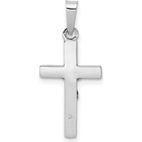 14K White Gold INRI Crucifix Charm with Polished Finish and Rhodium Plating by Oro Pregiato