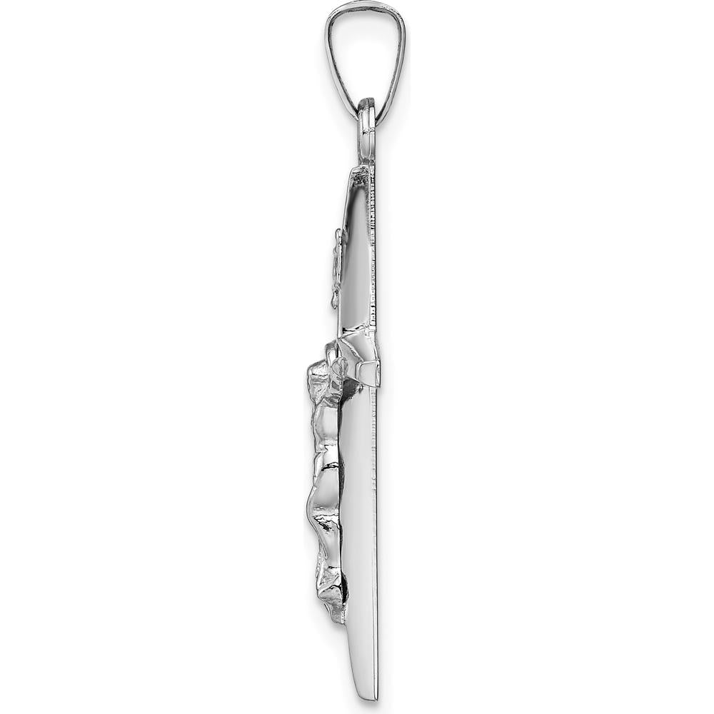 14K White Gold INRI Crucifix Pendant Charm - Polished Finish by Oro Pregiato
