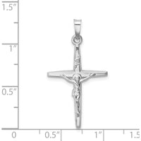 14K White Gold INRI Crucifix Pendant Charm - Polished Finish by Oro Pregiato