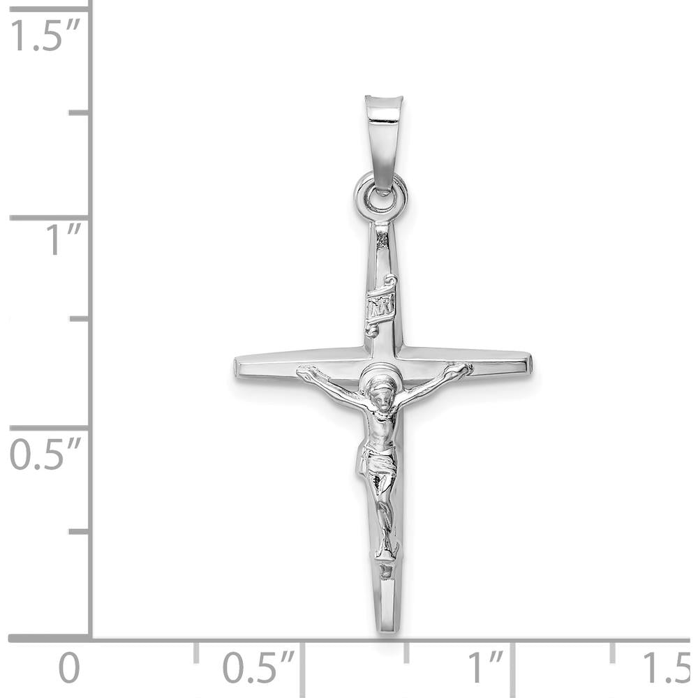 14K White Gold INRI Crucifix Pendant Charm - Polished Finish by Oro Pregiato