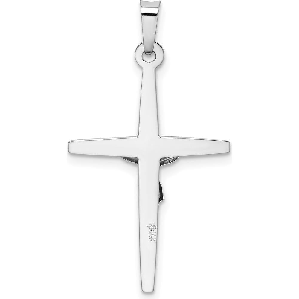 14K White Gold INRI Crucifix Pendant Charm - Polished Finish by Oro Pregiato