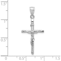 14K White Gold INRI Crucifix Pendant with Rhodium Plating - Polished Finish, 33mm Length by Oro Pregiato