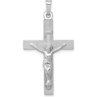 14K White Gold INRI Crucifix Pendant with Rhodium Plating by Oro Pregiato