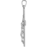 14K White Gold INRI Crucifix Pendant with Rhodium Plating by Oro Pregiato