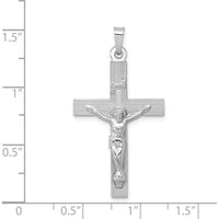 14K White Gold INRI Crucifix Pendant with Rhodium Plating by Oro Pregiato