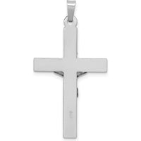 14K White Gold INRI Crucifix Pendant with Rhodium Plating by Oro Pregiato