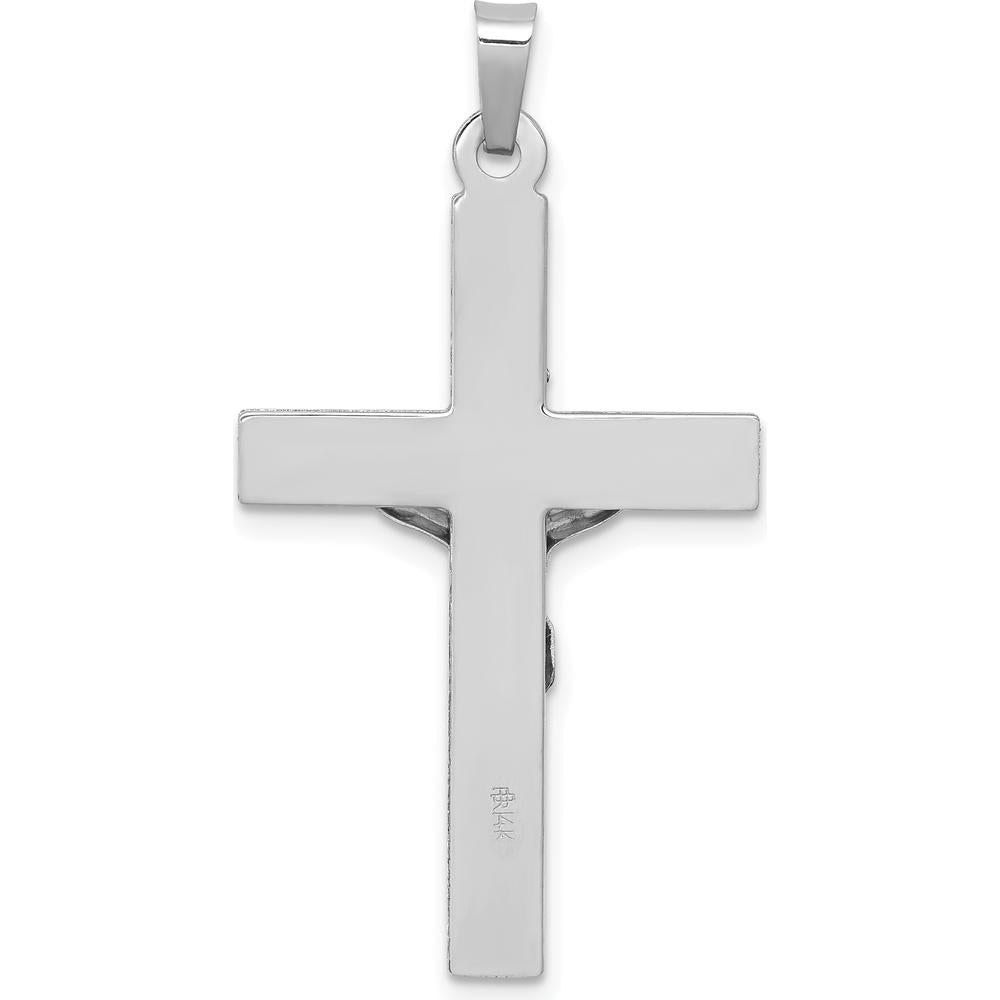 14K White Gold INRI Crucifix Pendant with Rhodium Plating by Oro Pregiato