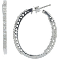 14K White Gold Inside-Out Hoop Earrings with 1/2 Carats Total Diamond Weight