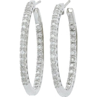 14K White Gold Inside-Out Hoop Earrings with 1/2 Carats Total Diamond Weight