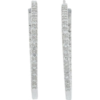14K White Gold Inside-Out Hoop Earrings with 1/2 Carats Total Diamond Weight